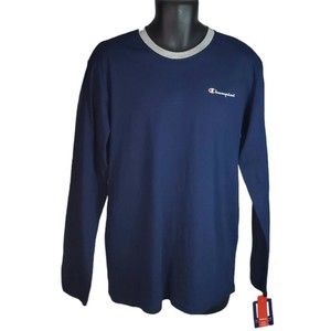 Champion Men's Size Medium Long Sleeve T-Shirt Dark Blue 100% Cotton New!